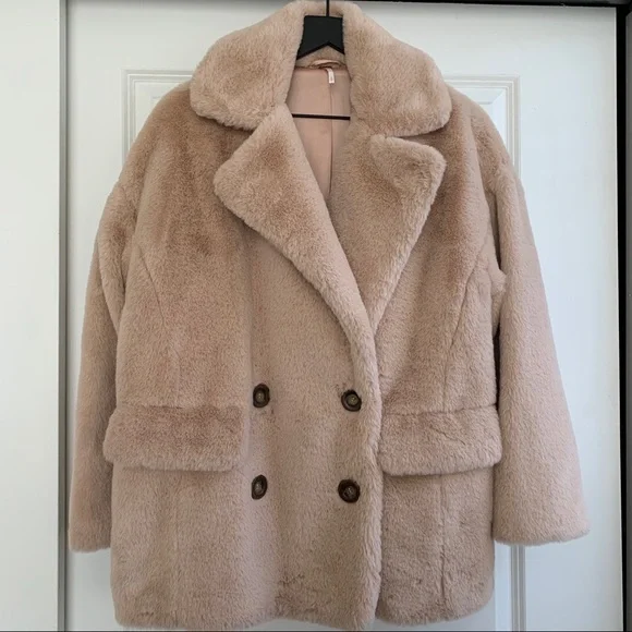 Free People Faux Fur Coat Jacket S - Picture 2 of 7